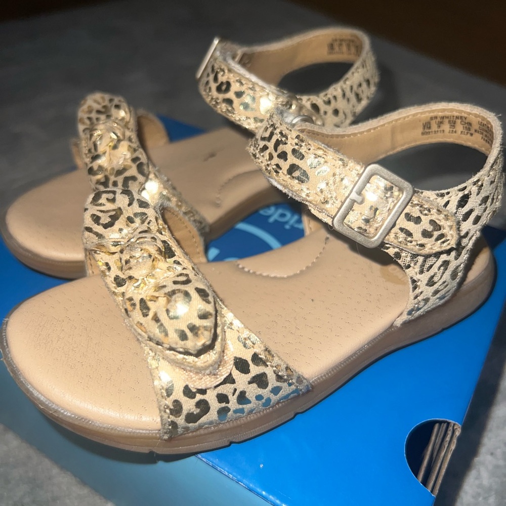 Toddler Stride Rite Gold Leopard Print Kids Sandals